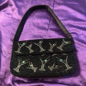 Elegant Black Beaded Women's Bag